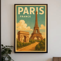 Paris, France Iconic Landmarks Poster