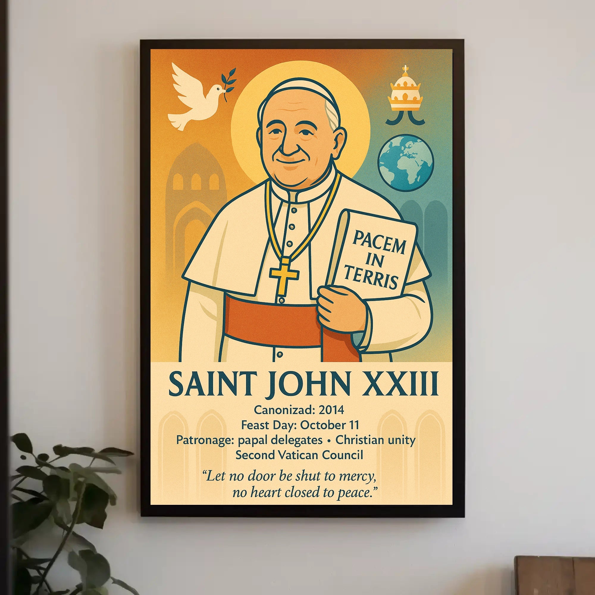 Saint John XXIII Vintage Religious Art Poster