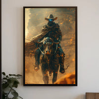 Futuristic Wild West Steampunk Adventure Art Poster PosterGoat