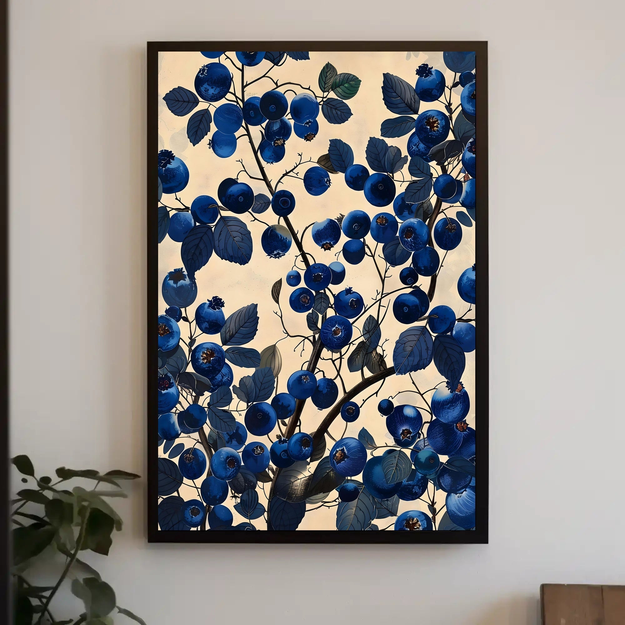 Blueberry Botanical Illustration Wall Art