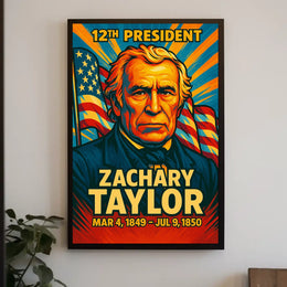 Zachary Taylor 12th President of the United States Colorful Comic Book Style Poster