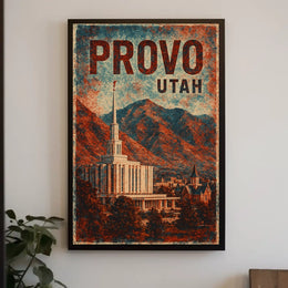 Provo Cityscape Retro Lithograph Collectors Poster