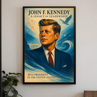 John F. Kennedy Inspirational Vintage Art Poster
