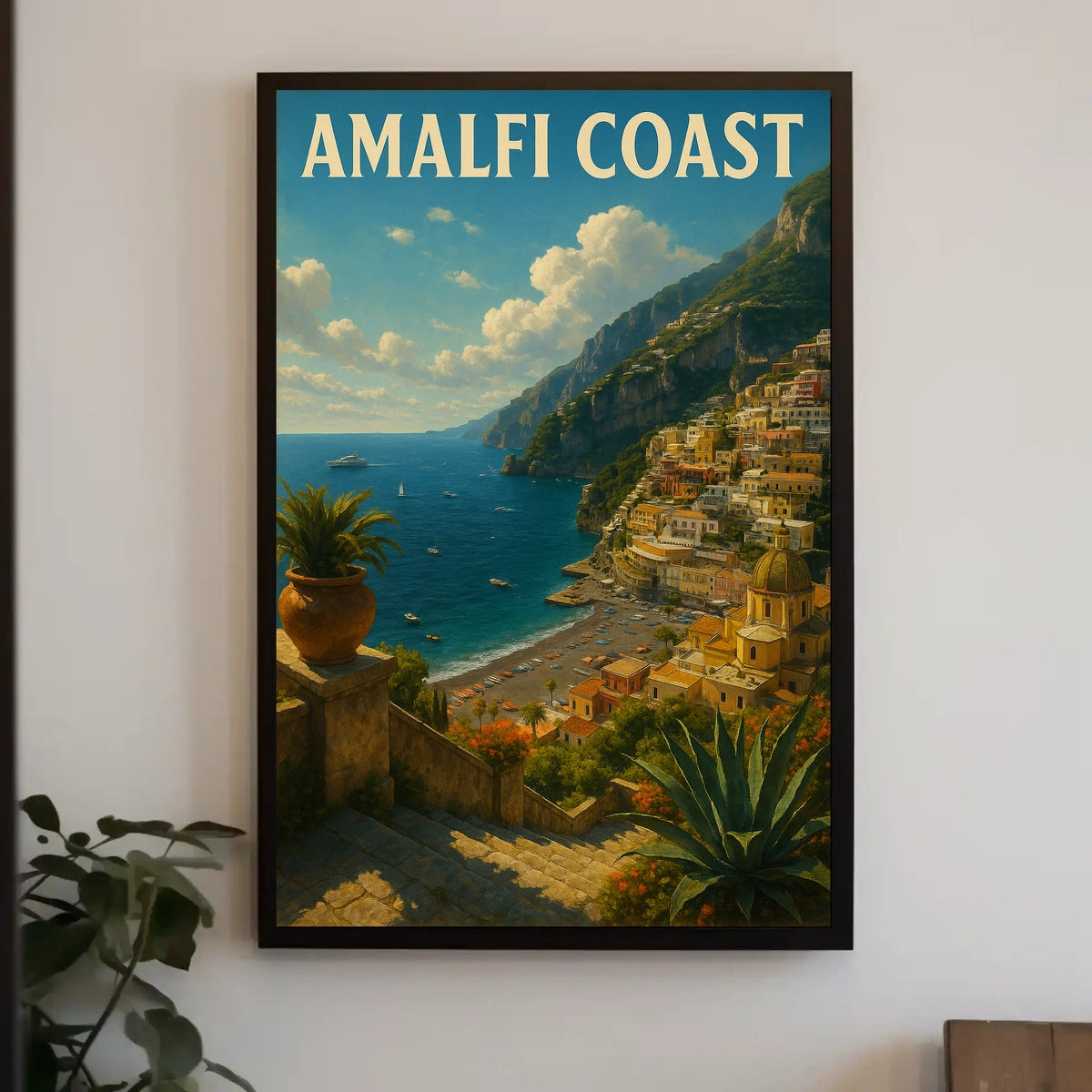 Amalfi Coast Poster Wall Art Coastal Decor Seascape View