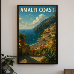 Amalfi Coast Poster Wall Art Coastal Decor Seascape View