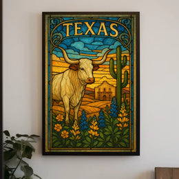 Texas Stained Glass Art Poster