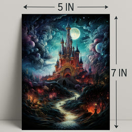 Enchanted Castle Under The Moonlit Sky Poster