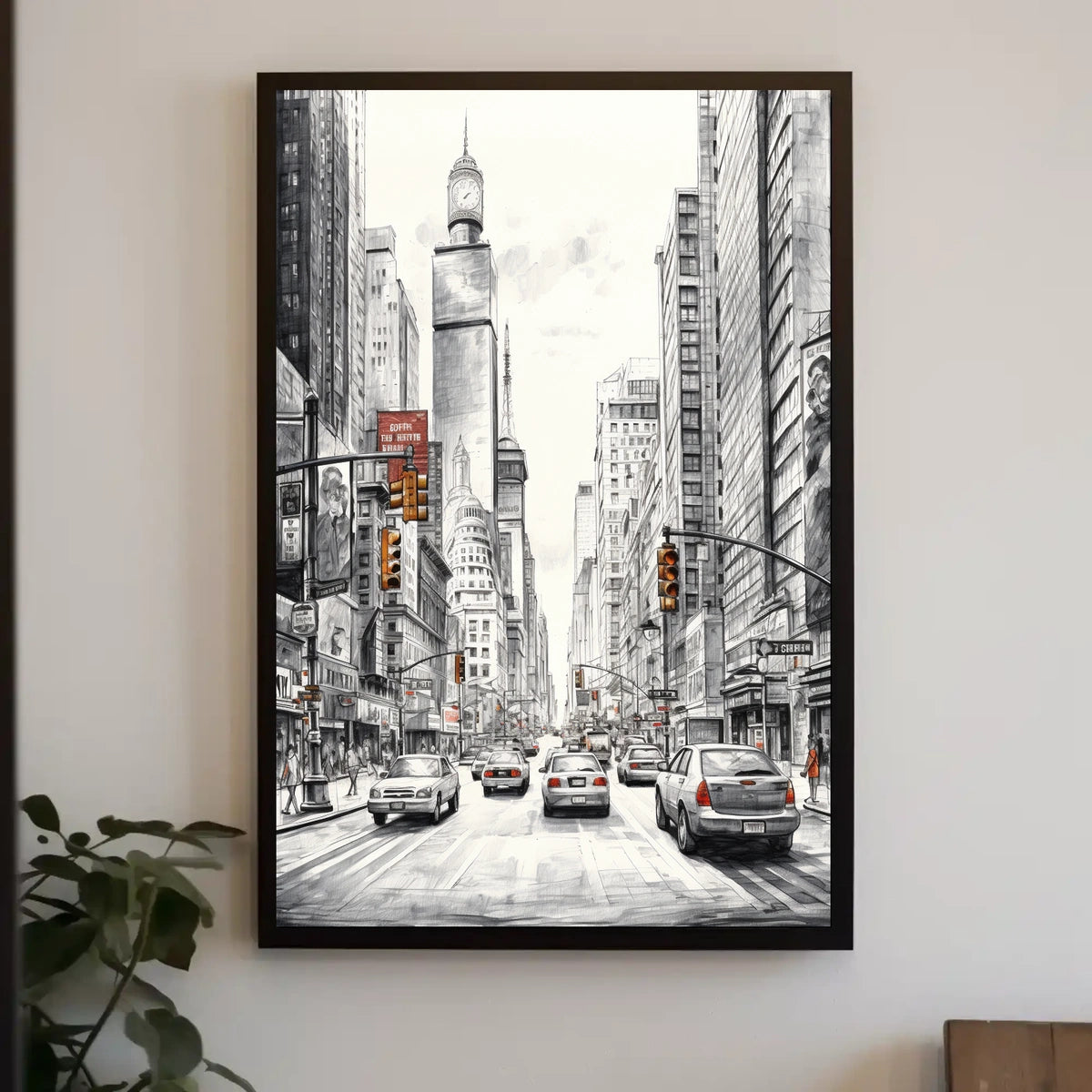 Bustling City Scene with Iconic New York Charm: Travel Poster