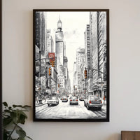 Bustling City Scene with Iconic New York Charm: Travel Poster