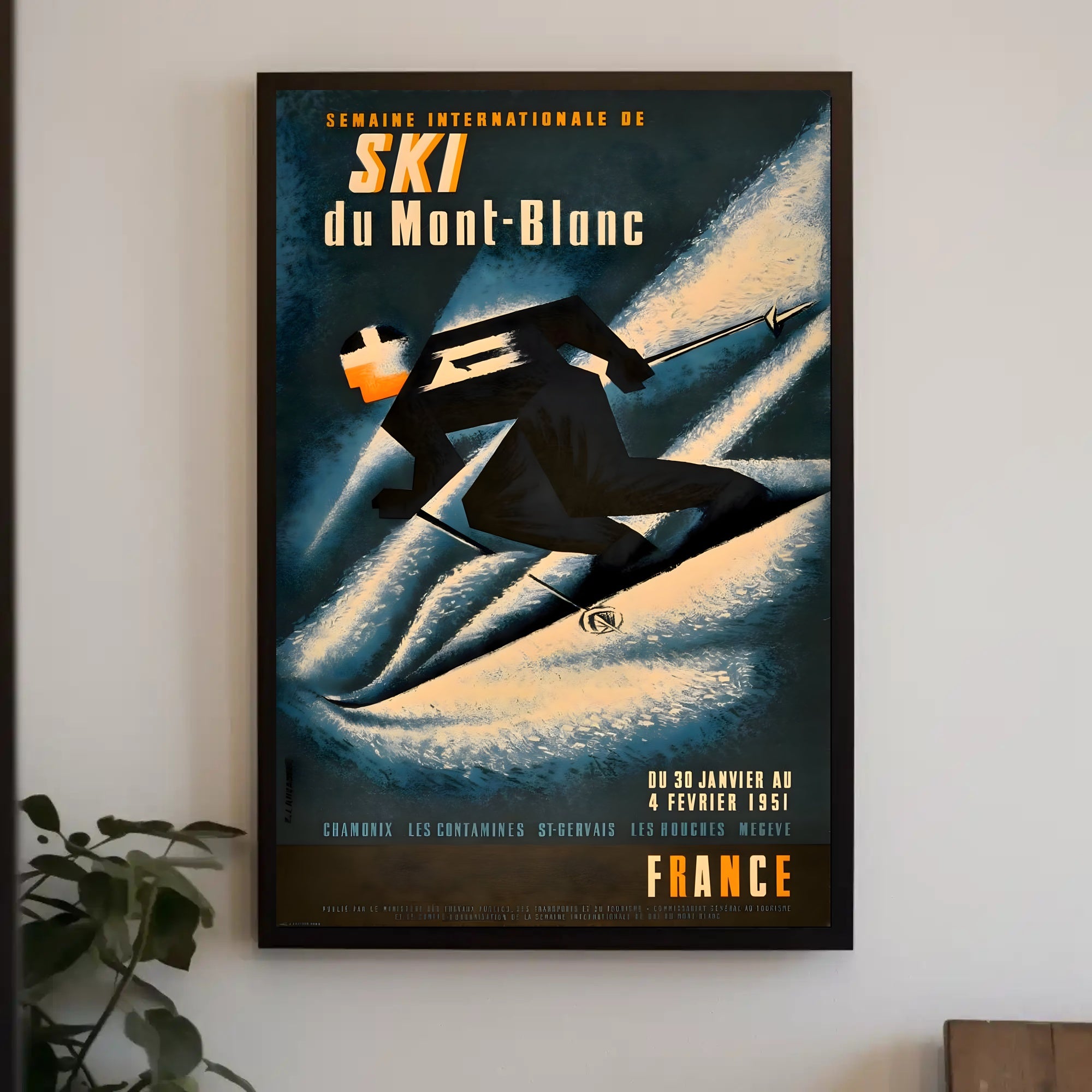 Vintage Skiing Mont Blanc Event Poster - Sports Poster PosterGoat