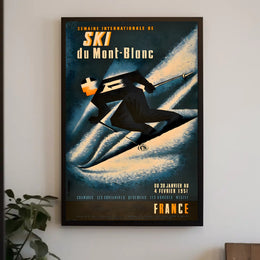 Vintage Skiing Mont Blanc Event Poster - Sports Poster PosterGoat