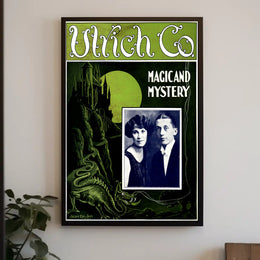Magic and Mystery Gothic Castle Dragon Art Nouveau Poster
