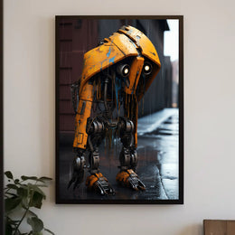 The Lonely Robot In The Rain Poster PosterGoat