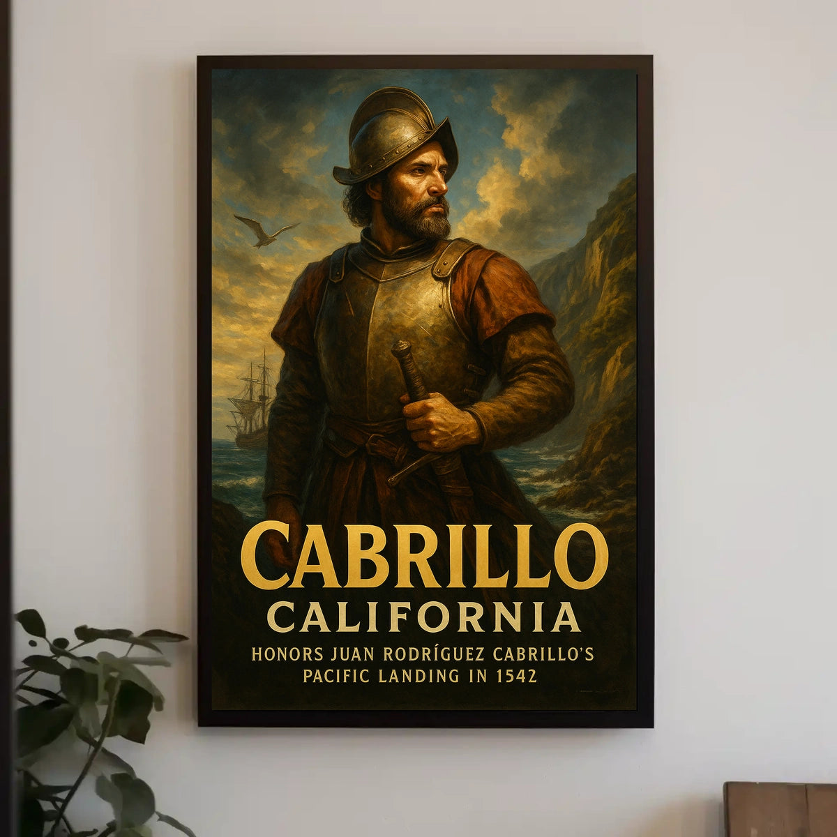 Cabrillo California Scenic Coastal Travel Vintage Souvenir Wall Decor Wanderlust Collectors Poster