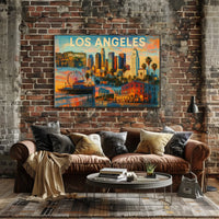 Los Angeles Landmarks Line Art Urban Poster