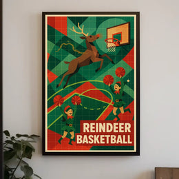 Reindeer Basketball Poster