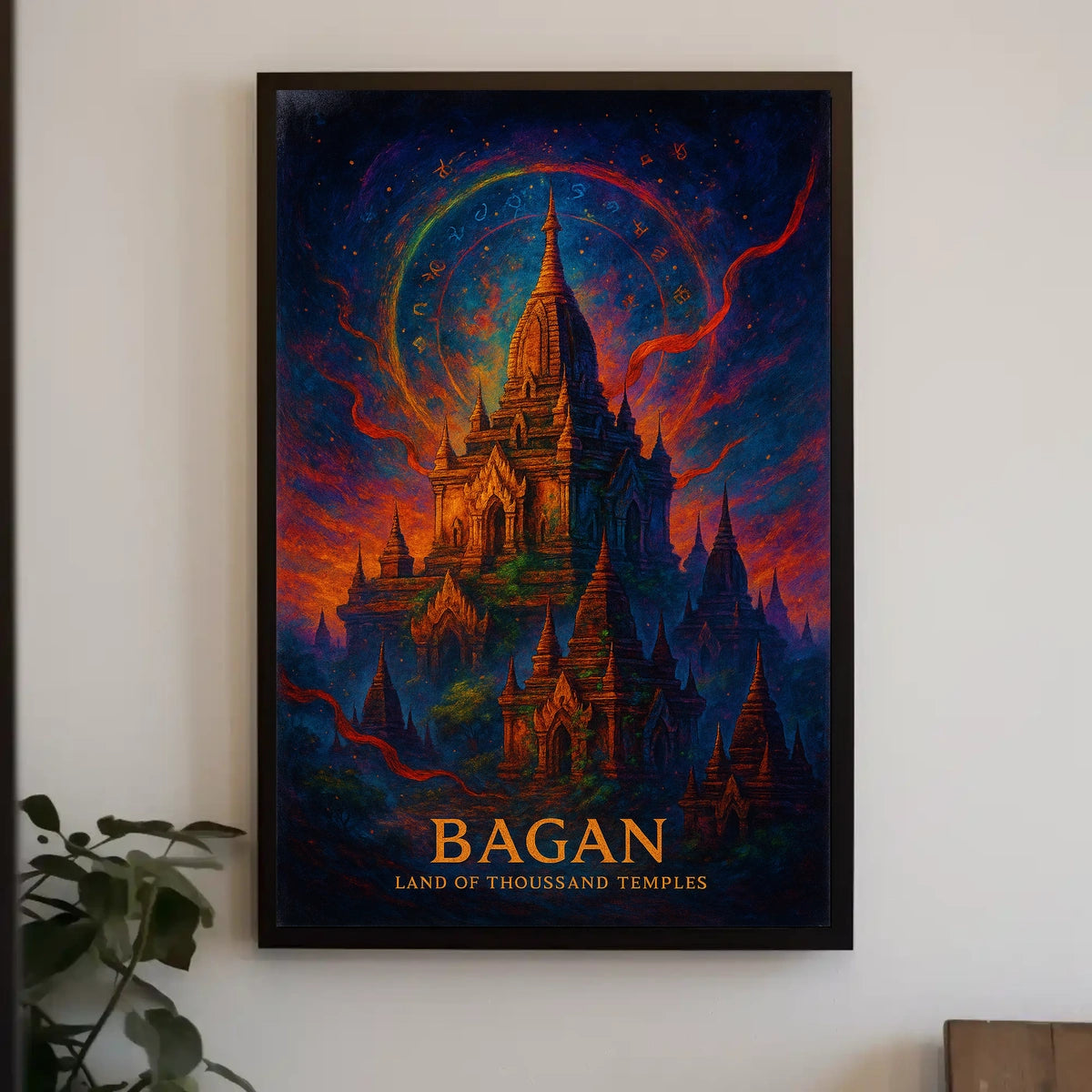 Bagan Mystical Temples Surreal Art Poster Print