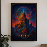 Bagan Mystical Temples Surreal Art Poster Print