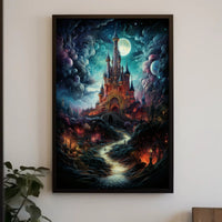 Enchanted Castle Under The Moonlit Sky Poster