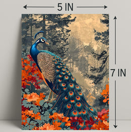 Majestic Peacock In Autumn Forest William Morris Art Poster