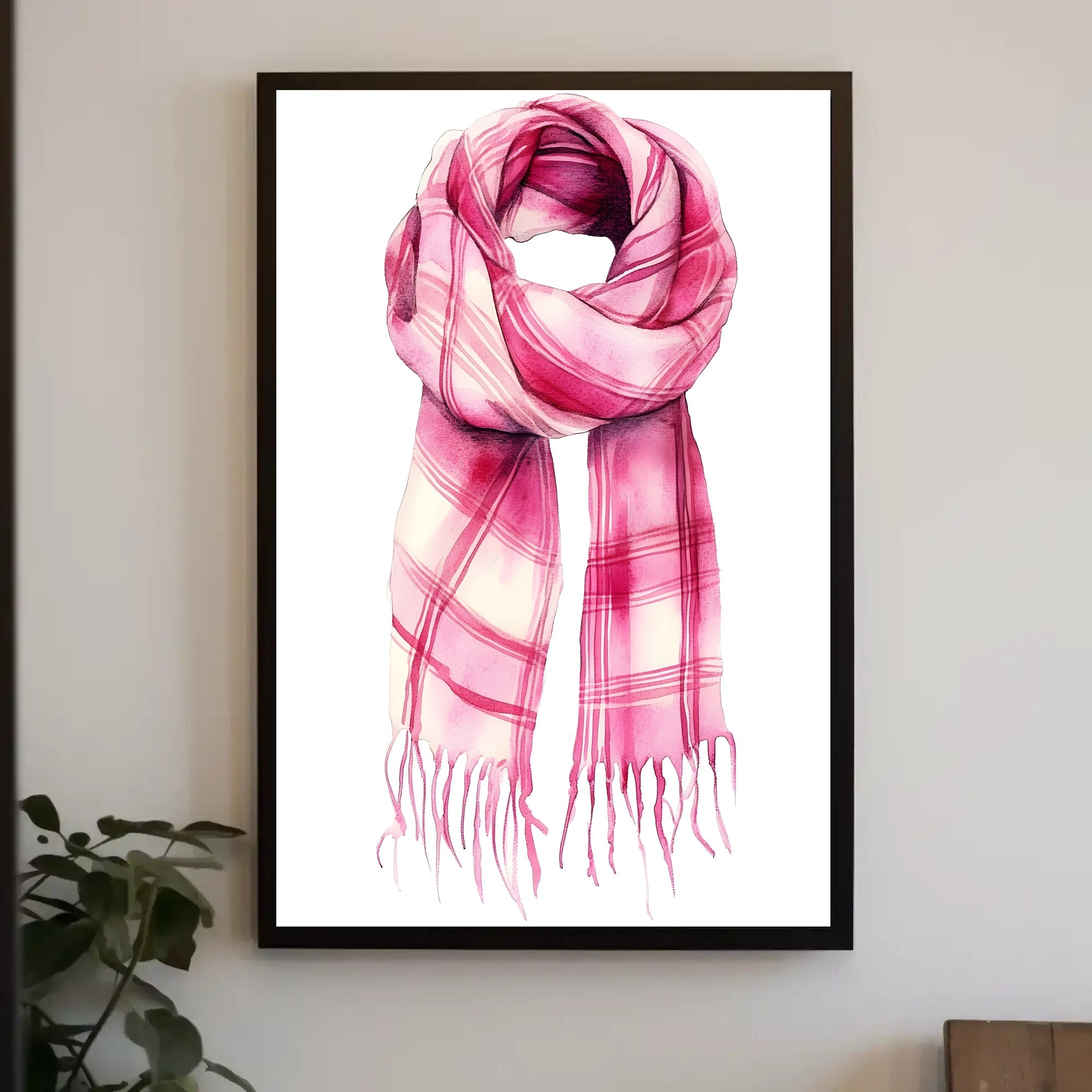 Striped Scarf Art Poster Vintage Scenic Wall Art