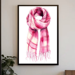 Striped Scarf Art Poster Vintage Scenic Wall Art