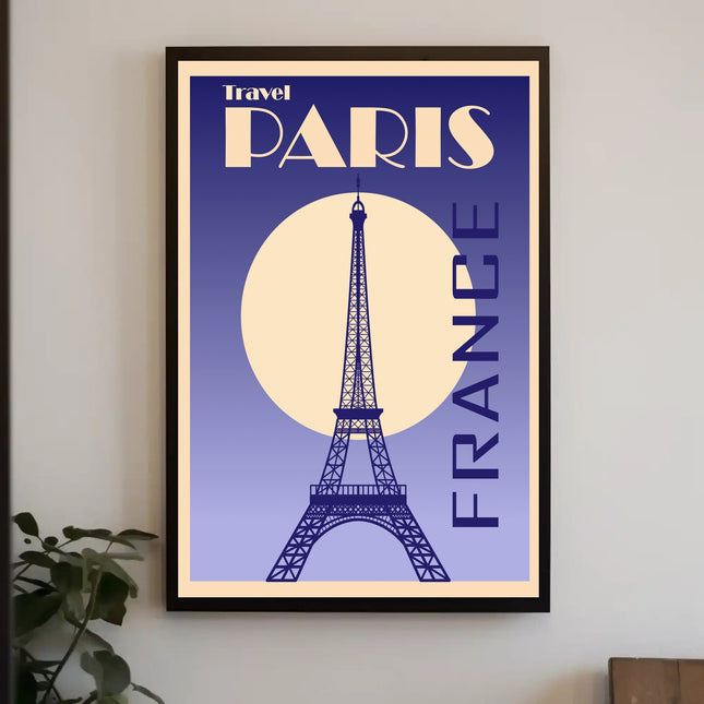 Vintage Eiffel Tower Paris Art Deco Travel Poster