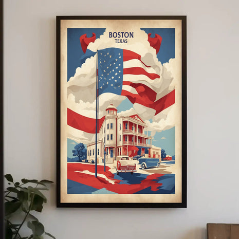Vintage Boston Scene with Patriotic Flair Heritage Poster