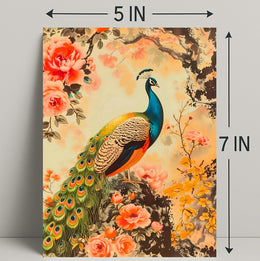 Peacock in Floral Splendor: Artistic Poster