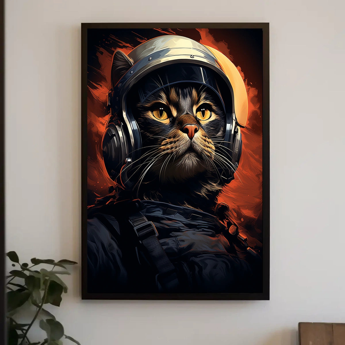 Astronaut Cat in Fiery Space Adventure Poster