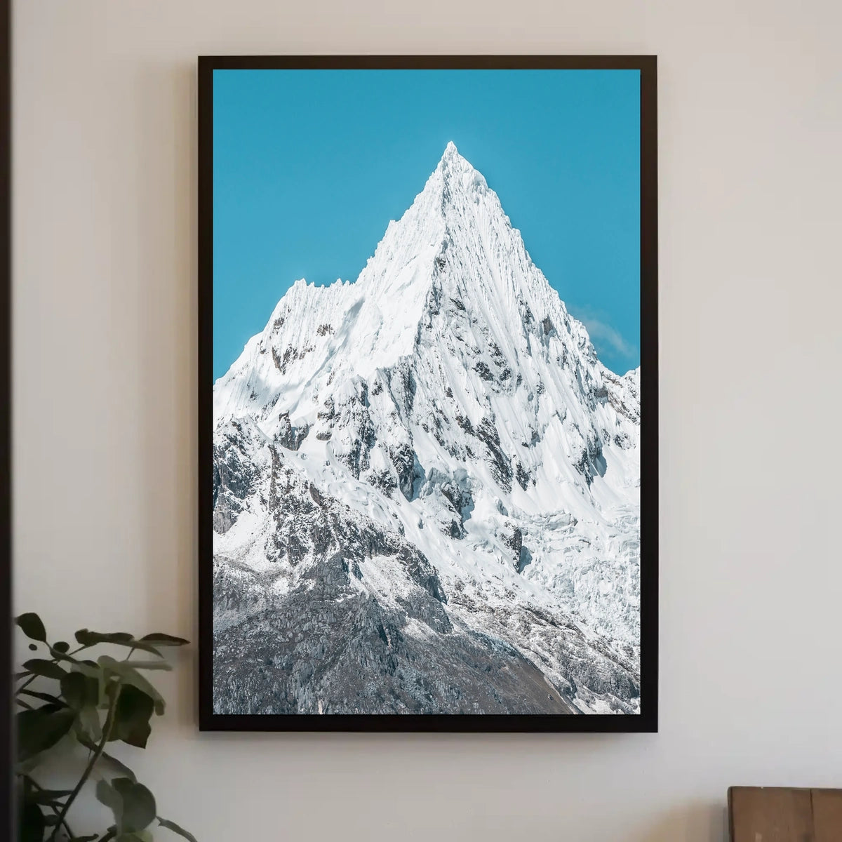 Majestic Snowy Mountain Under Blue Sky National Park Poster