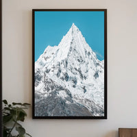 Majestic Snowy Mountain Under Blue Sky National Park Poster