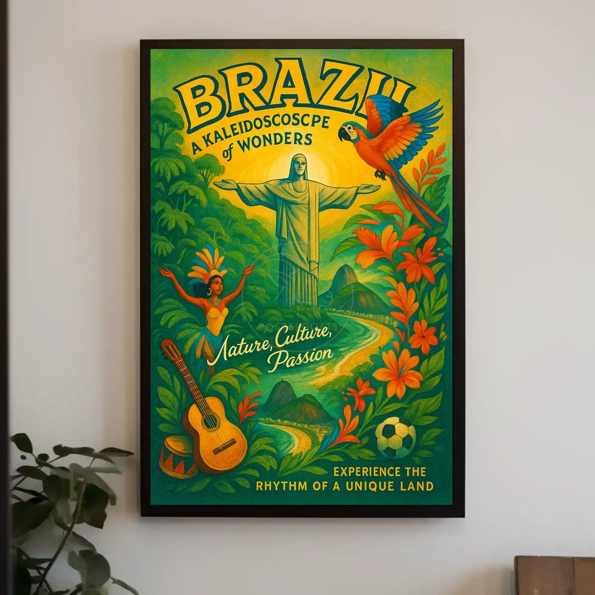 Brazil's Iconic Landmarks and Culture Travel Poster
