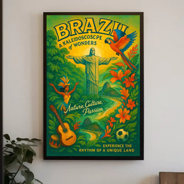 Brazil's Iconic Landmarks and Culture Travel Poster