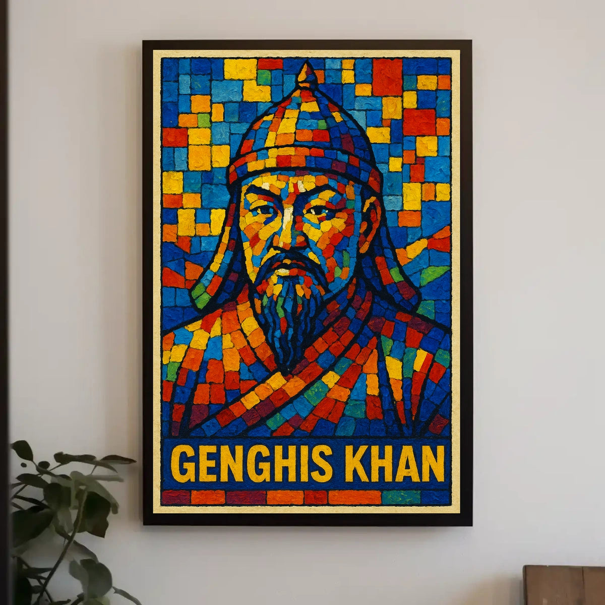 Genghis Khan Mosaic Portrait Poster