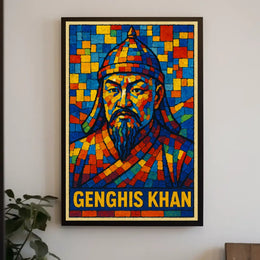 Genghis Khan Mosaic Portrait Poster