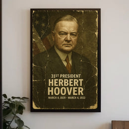 Herbert Hoover 31st President of the United States Damaged Photograph Poster