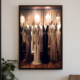 Elegant Evening Gowns Display Poster