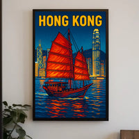 Hong Kong Harbor Scene Poster