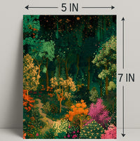 Enchanted Night Forest Fantasy with Stars Poster