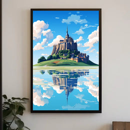 Majestic Castle Reflection: European Gothic Art Print