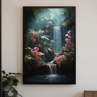 Tropical Waterfall Paradise: An Artistic Nature Poster