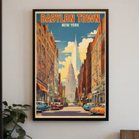 Babylon Town New York Urban Cityscape Poster Retro Wall Art