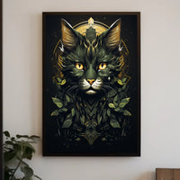 Majestic Cat in Mystical Geometric Nature Poster