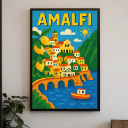 Amalfi Coast Illustration Poster