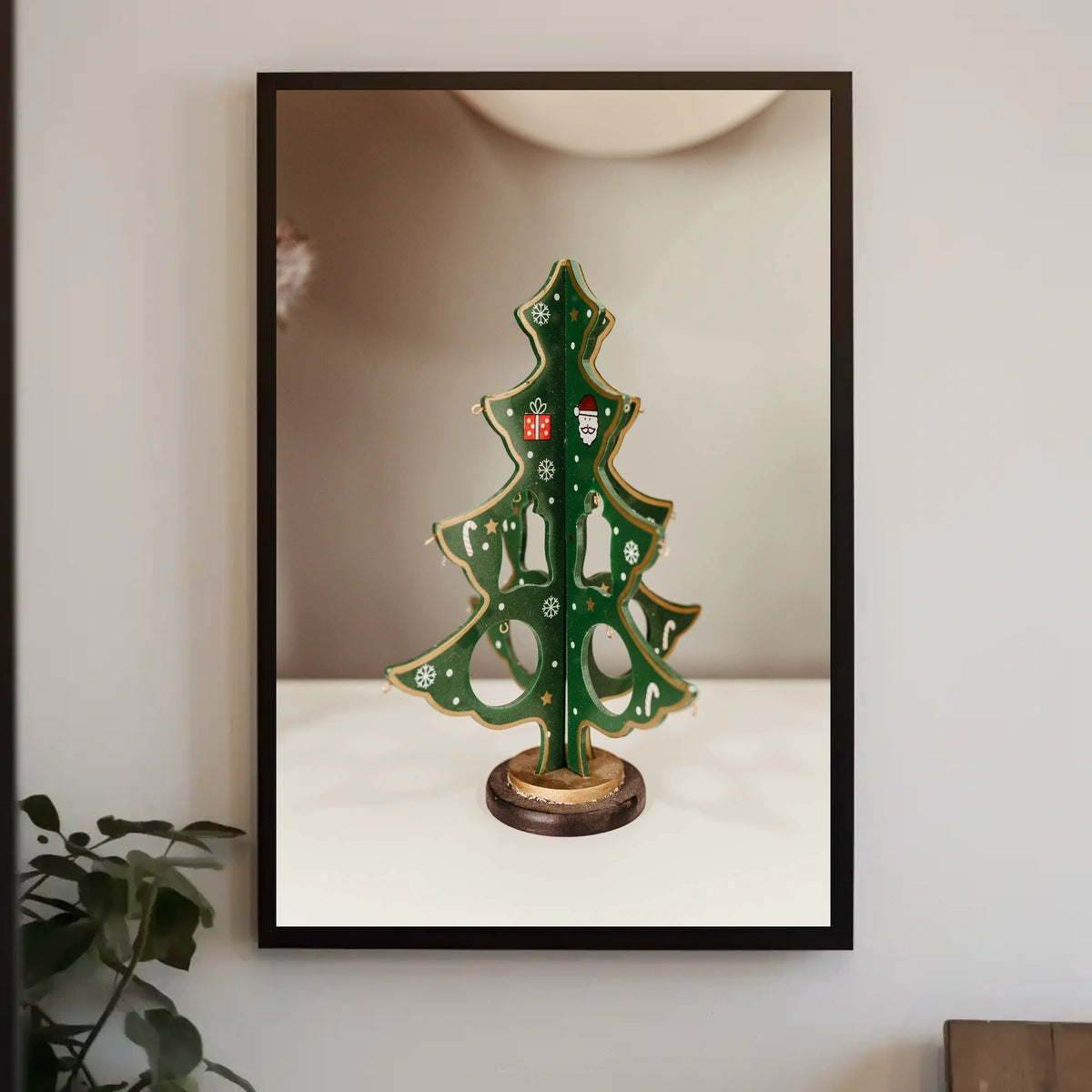 Festive Wooden Christmas Tree Poster