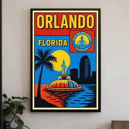 Orlando, Florida Vibrant Cityscape Poster PosterGoat