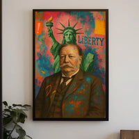 Liberty Meets Modern Chaos: Artistic or Pop Culture Poster