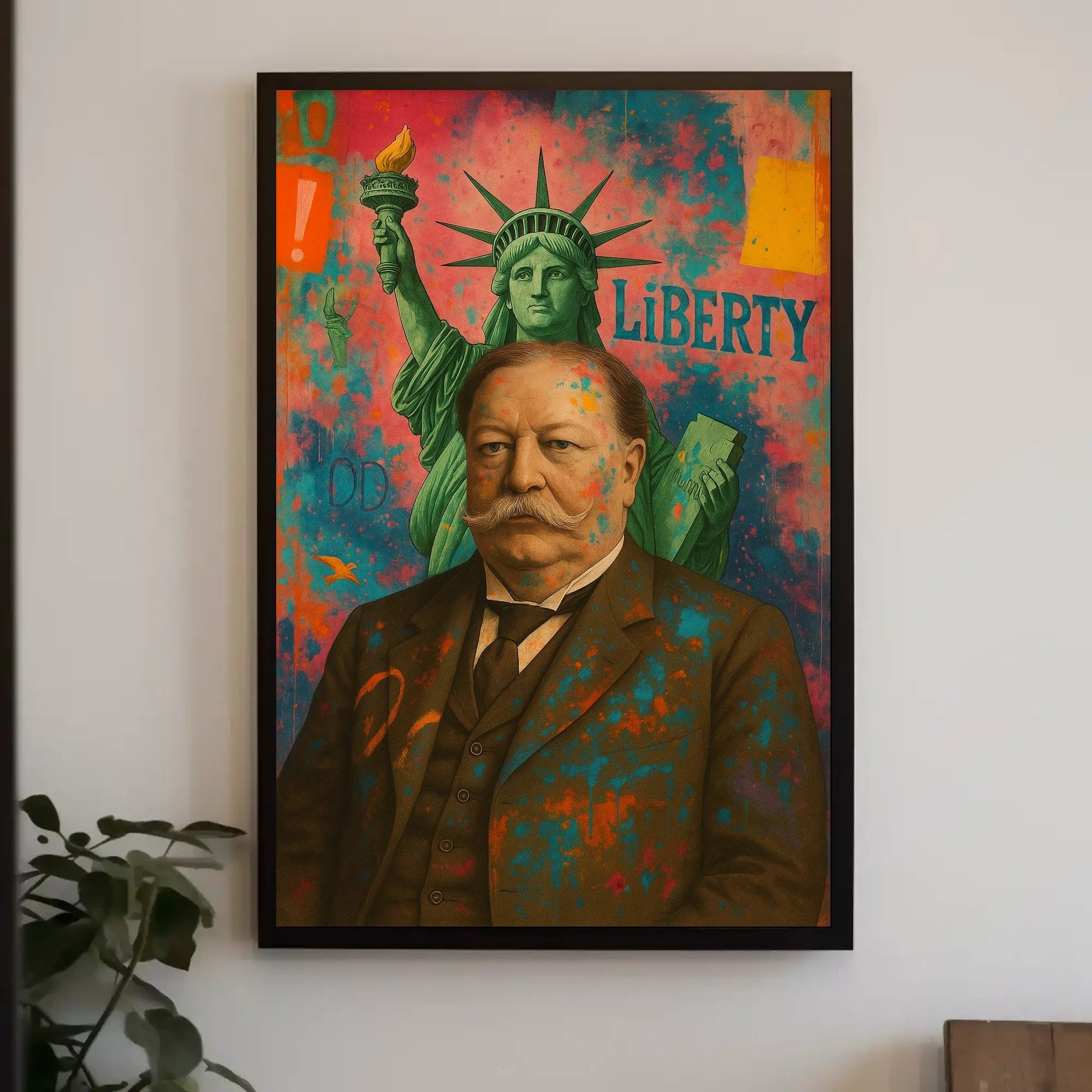 Liberty Meets Modern Chaos: Artistic or Pop Culture Poster