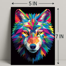 Vibrant Geometric Wolf Poster PosterGoat
